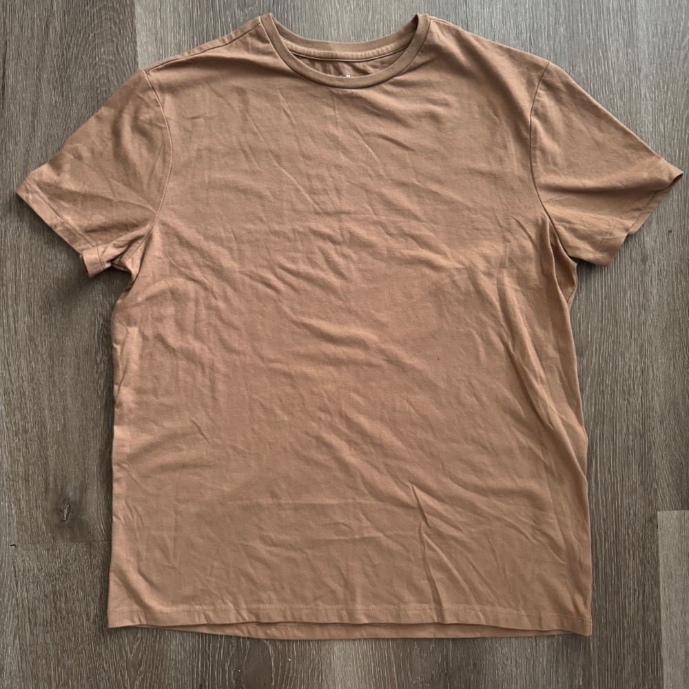 Goodfellow & Co T-Shirt Men Large Tan Brown Crew Neck Short Sleeve Cotton Blend